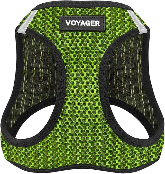 Best Pet Supplies Voyager Step-in Air Harness - All Weather Mesh, Reflective, No Pull Harness for Dogs, Cats - Secure with Hook & Loop Fastener, Buckle, Double D-Rings - Lime Green 2-Tone, L