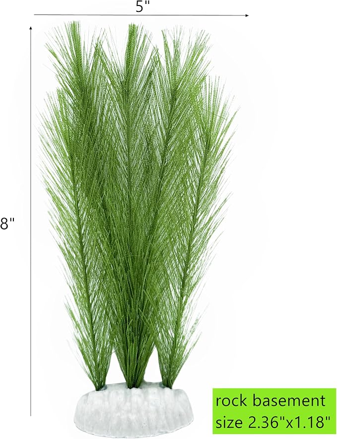 M2cbridge Fish Tank Artificial Silk Green Water Plants Aquarium Decor Soft Grass 3 Pack, 8"