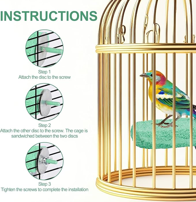 2pcs Ice-Cream Shape Bird Beak Grinding Stone, Bird Cage Perch Parrot Perch Stand Platform Foot Claw Trimmer Grinder Trimming & Chewing Toys Accessories for Budgies Cockatiels Parakeets Conures