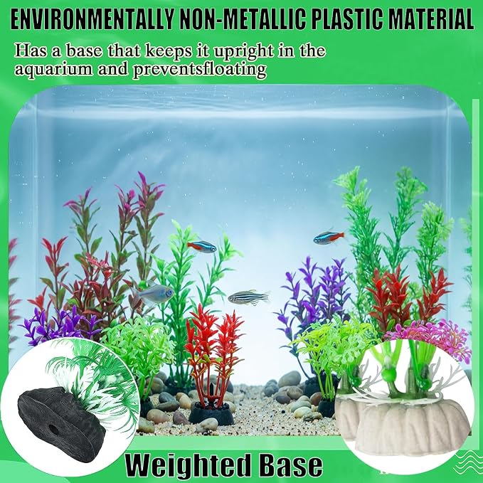 25 Pack Aquarium Plants, Fish Tank Decoration Colorful Artificial Fish Tank Decor Plants Aquarium Decorations for Household and Office Aquarium Simulation, Small to Large and Tall