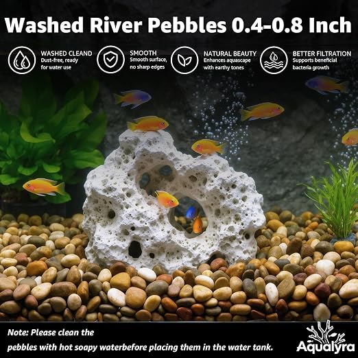 20lbs Drainage Rocks, 2/5''-4/5'' Small Pebbles, Aquarium Gravel | Water-Washed Natural Finish, Hand-Picked, for Plants, Fish Tank, Garden, Paving, Fountain, Walkways and Outdoor Landscaping