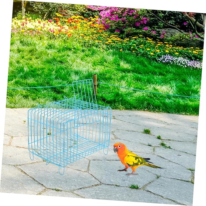 Milisten Portable Bird Carrier Travel Cage Lightweight Handheld Wire Cage for Small Birds Parrots Conures Cockatiels Breathable Design Outdoor Use 7.00X5.31X5.11 Inch