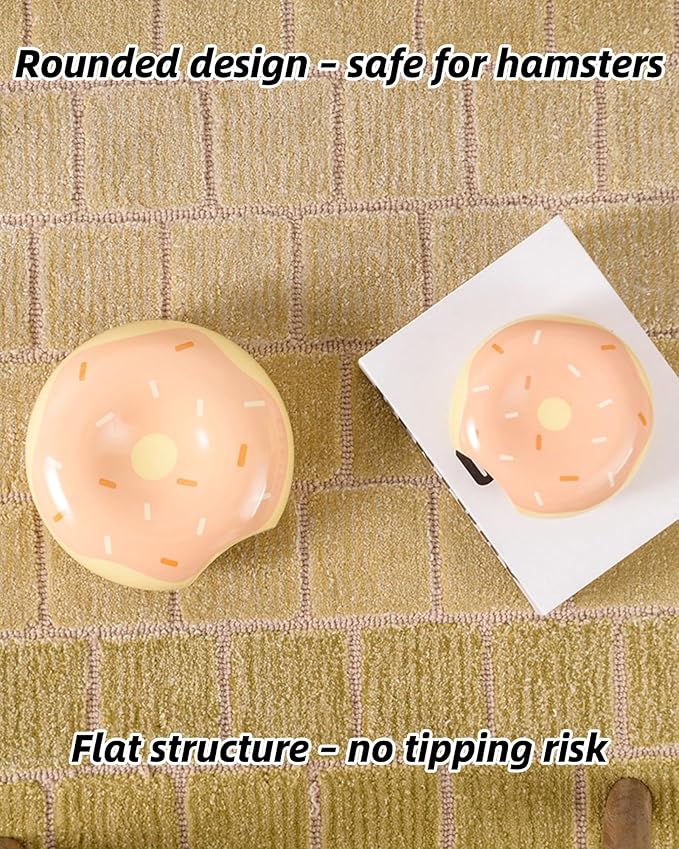 Hamster Hideout Ceramic,Small Pet Furniture,Donut-Shaped Small Pet Cage Cooling House,Summer Cage Accessories (Pink,S)