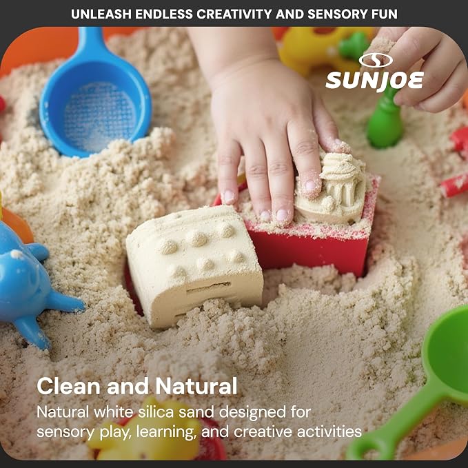Sun Joe 3 Pack Silica Play Sand for Sandbox, Sensory Table & Garden Spaces, Ultra Fine, 20 Lbs - Natural Craft Accessory for Molding, Digging & Sculpting - Ideal for Indoor and Outdoor Use