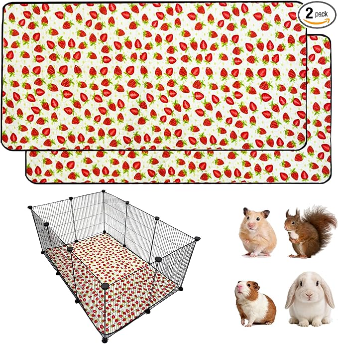 2 Pack Guinea Pig Cage Liners, Waterproof Reusable Guinea Pig Cage Liners,Waterproof Super Absorbent Pee Pads for Small Animals,28x42 inch 2pack