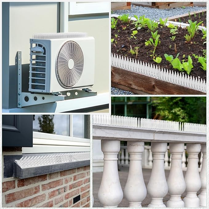 36 Pack Upgraded Clear PVC Bird Spikes, Covers 51 Feet(15.5m), Keep Birds Away and Keep Birds from Building Nest, Long Deterrent Spikes Keep Pigeon Squirrel Cats and Other Animals Away