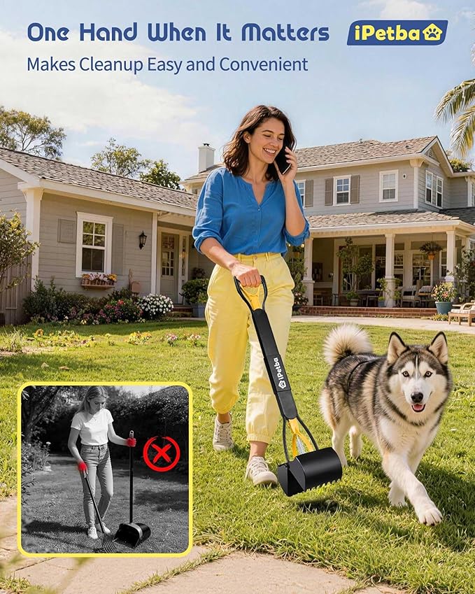 32 inch Pooper Scooper for Large Dogs – Long Handle Dog Poop Scooper for Yard, No Bending Save Back, Ease of Pickup, Grass Friendly, Sturdiness