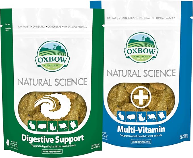 Bundle of Oxbow Natural Science Digestive Support for Small Animals, Vet Recommended, Made in USA (4.2 oz) + Oxbow Natural Science Multi-Vitamin, Essential Vitamins, Omegas & Fatty Acids (4.2 oz)