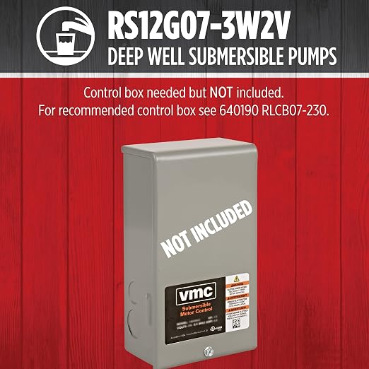 Red Lion RS12G07-3W2V Submersible Well Pump, 3/4 HP, 3-Wire, 230V, 12 GPM | Fits 4" wells, Dependable performance for depths to 200', Steel case/ steel discharge, Control Box Sold Separately, 14942378