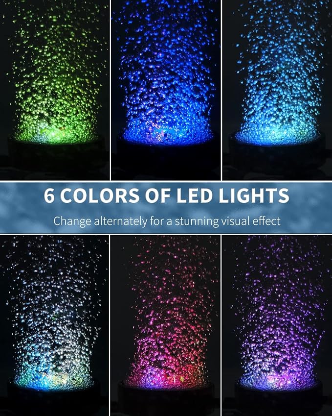Uniclife Aquarium Volcano Ornament Kit Realistic Resin Volcanic Decoration with Air Stone Bubbler Colorful LED Light Decor for Fish Tank Landscape Addition and Oxygenation