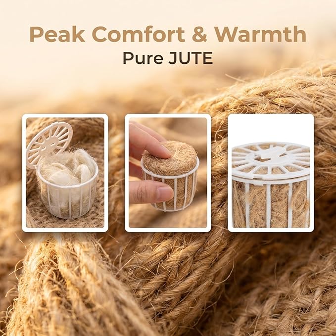 2-Pack Natural Jute Bird Nesting Material for Parakeets Canaries Finches Soft Comfortable Bird Bedding Cage Accessory for Breeding and Rest