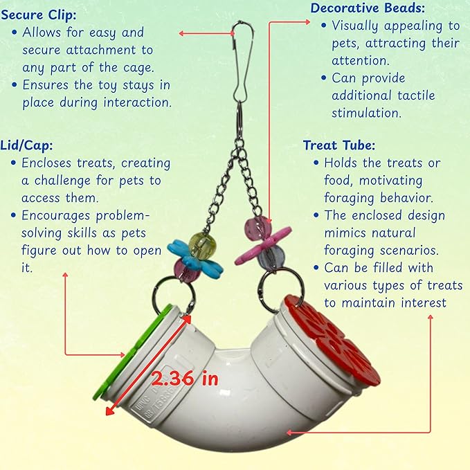 Mouse Rat Enrichment Toys Foraging, Treat Dispenser Rats Foraging Toy, Interactive Hide Treats Enrichment Hamster Toy for Rats Guinea Pig Small Pet, Hanging Slow Feeder (S, Plastic)