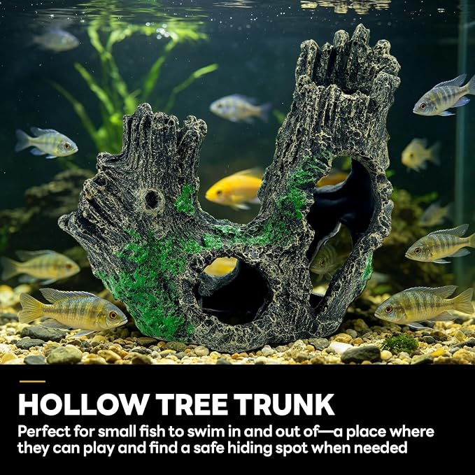 1 Pcs Aquarium Resin Driftwood Decor | Natural Sunken Wood‑Style Fish Tank Hideout Cave Non‑Toxic Decor for Terrarium Paludarium
