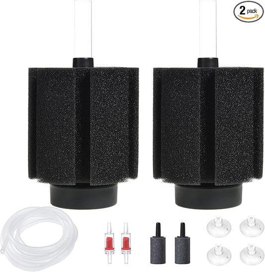 ALEGI Aquarium Bio Sponge Filter with Ceramic Media for Clear and Quiet Aquariums for Betta Fry Shrimp Tiny Fish Tank (40-75 Gallon 2 Pack)