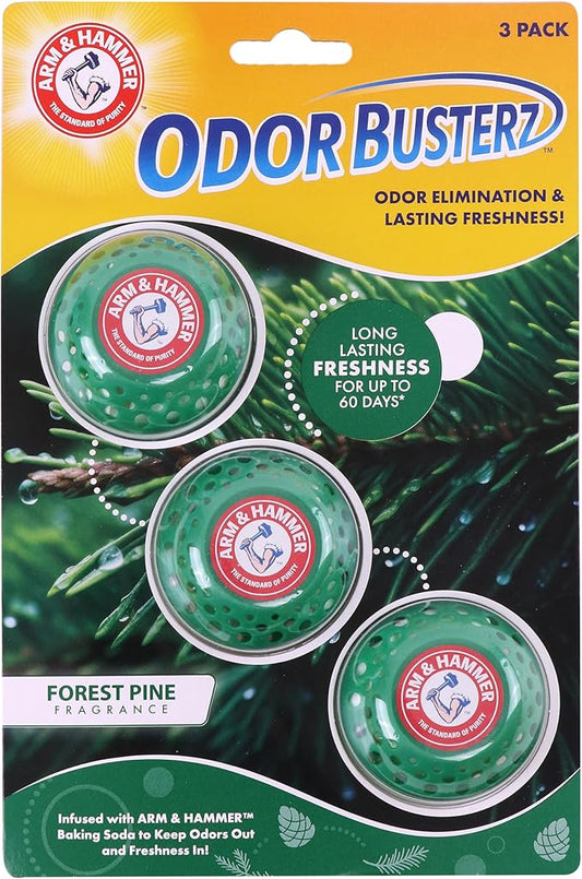 Arm & Hammer OdorBusterz® Odor Eliminator Balls, Forest Pine, 3 Count – Baking Soda Odor Control for Closets, Drawers, Hampers & Small Spaces