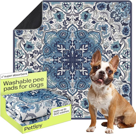 PetSpy Washable Pee Pads for Dogs 1-pack (72x72) - Waterproof Reusable Puppy Pads No-slip Surface - Stylish Dog Potty Training Pads Protect Against Leakage Small Medium Large Dogs, Ornament