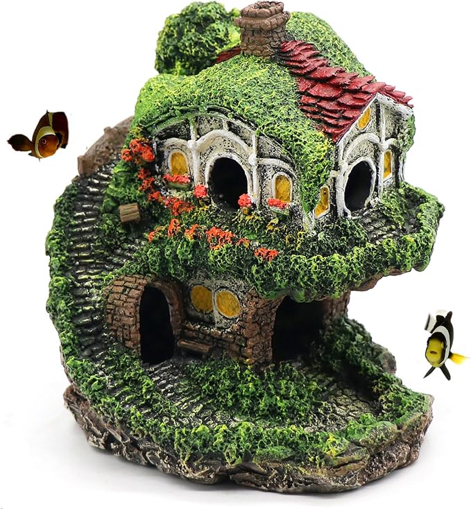 relaqcc Aquarium Decor Hideaway Cave, Betta Fish Tank House Accessories for Amphibians, Goldfish, Shrimp, Conch