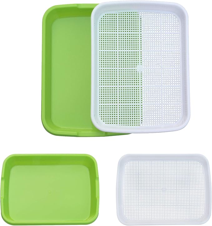 Gardzen 5-Pack Sprouts Growing Kit, Bean Sprouts Tray, Soil-Free Sprouting Tray, Ideal for Mung, Wheatgrass, Indoor Gardening