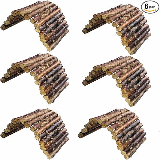 Hamiledyi Hamster Bridge Wooden Bridge Toy Rat Ladder for Small Animals Cage Wood Ladder Natural Hideout for Guinea Pig Chinchilla Ferret Reptile (Pack of 6) (6 Ladders)