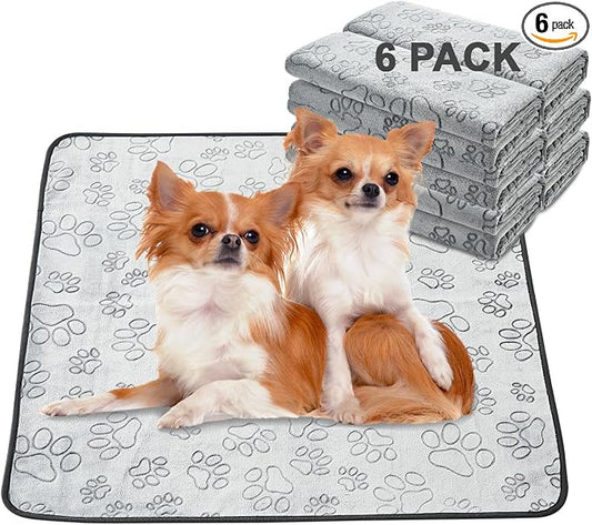 Qeils Reusable Puppy Pads, 6 Pack Washable Pee Pads for Dogs, Non Slip Wee Wee pad, Absorbent and Leakproof Training Mats for Potty, Crate, Playpen, Bed, Sofa, 30"x 34"