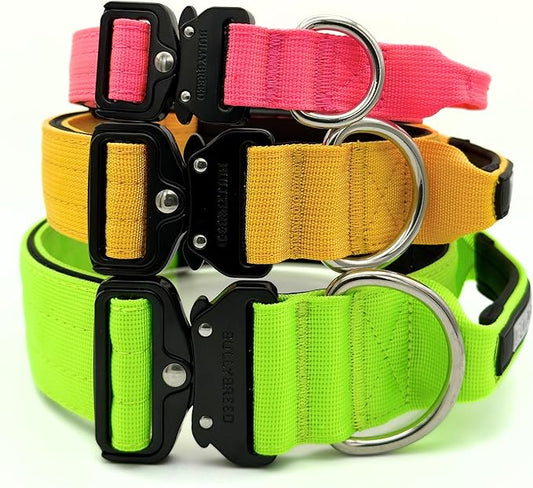 Tactical Dog Collar for Puppy, Heavy Duty Puppy Collar, Dog Collar for Small Dogs, Waterproof Dog Collar, Dog Training Collar, Quick-Release Metal, Adjustable Sizes – BULLYBREED (Light Pink, Small)