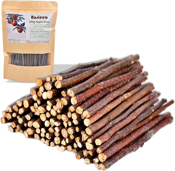 Premium Natural Apple Sticks - 250g/8.82 OZ Molar Chew Treats for Rabbits Chinchillas Guinea Pigs Hamsters Small Animals