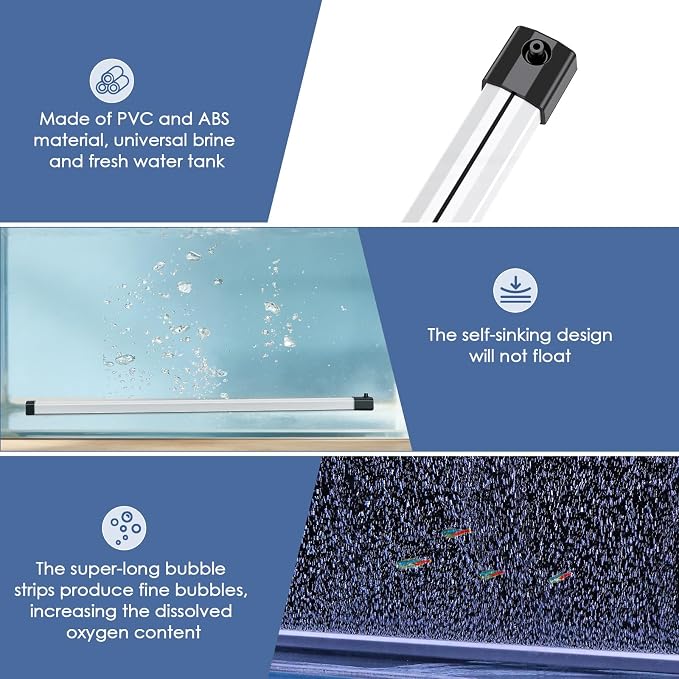 hygger Aquarium Bubble Strip, Nano Air Bubble Curtain Wall Aquarium, Quiet High Dissolved Oxygen Diffuser Fish Tank Bubbler Decorations Self-Sinking for Freshwater Saltwater (27.5 Inch)