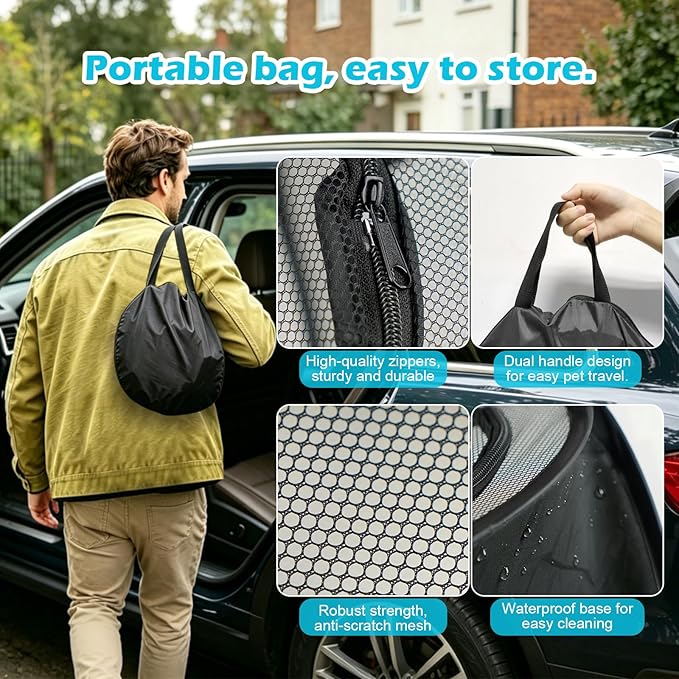 Small Animal Playpen with Surround Tunnel, Portable Foldable Outdoor Guinea Pigs Playpen with Carrying Handle, Breathable Mesh Playpen for Kitten, Hedgehog, Snake, Rabbit, Lizard, Small Pets