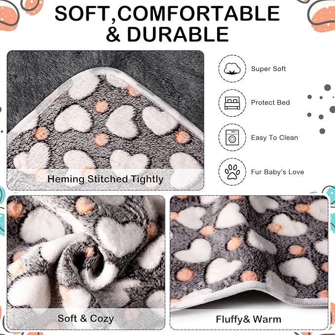 Tudomro 8 Pcs Guinea Pig Blankets Washable Small Pet Fleece Bedding Cage Liners Double Sided Pet Reusable Sleep Mat Pad Cover for Ferret Chinchilla Furniture Protection(Heart,12 x 12 Inch)
