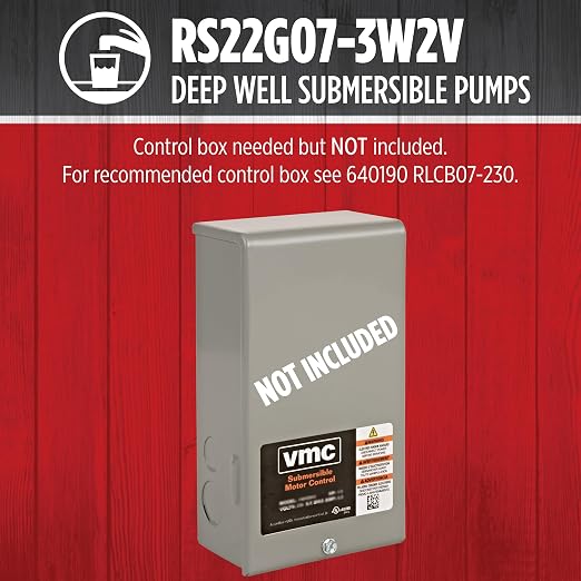 Red Lion RS22G07-3W2V Submersible Well Pump, 3/4 HP, 3-Wire, 230V, 22 GPM | Fits 4" wells, Dependable performance for depths to 80', Steel case/ steel discharge, Control Box Sold Separately, 14942381