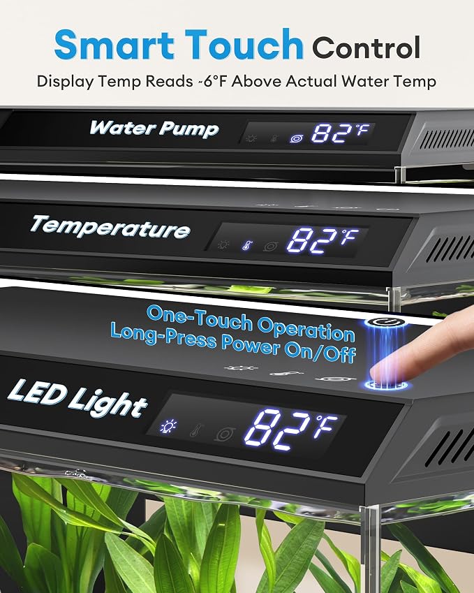 BUCATSTATE 2.6 Gallon Small Fish Tank, 3 Stage Filtration Aquarium (Black) | Independent Waste Compartment Aquarium, Quiet 3 in 1 Pump, Real-Time Temp Display, 8-Mode LED Light, Multi Safety Protection