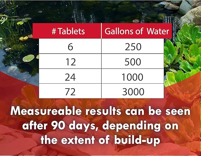 Koiworx Muck Reducer - Treats up to 2,500 gallons for up to 4 Months - Tablets Reduce Muck, Sludge and Organic Build up - Formulated for Ponds and Water Features - Safe for Koi