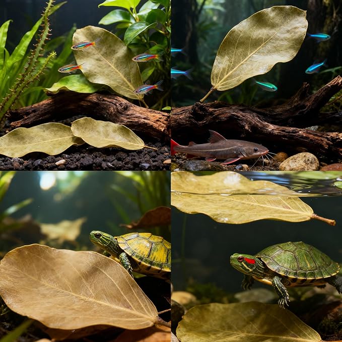 200Pcs Indian Almond Leaves Kabo Leaves Aquarium Decor Water Conditioner | Sealed Package,for Betta Fish Shrimp Goldfish Guppy,Betta Fish Tank Decor,Balance PH,Natural Tannins,Axolotl Tank Accessories