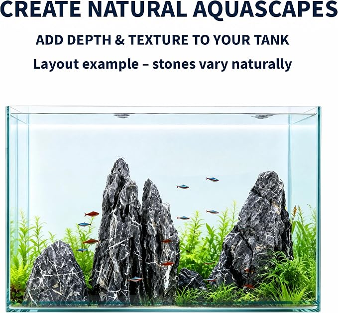 Seiryu Stone Aquascaping Rocks, 10 lb (4-8"), Aquarium Stone Set | Beginner to advanced aquascaping • Iwagumi-ready stone selection • Creates depth & perspective • Ideal for planted aquariums