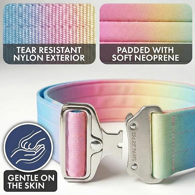 Spark Paws Tactical Dog Collar - Heavy Duty, Premium Quality, Thick and Durable for Large and Medium Dogs - Pastel Icing - XS - 1"