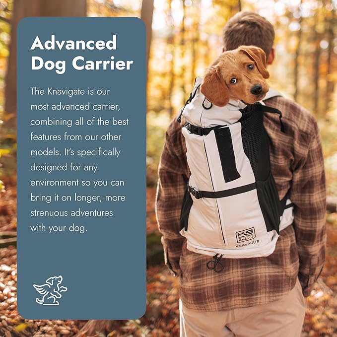 K9 Sport Sack Knavigate - Medium, Lunar Rock - Ideal for Dogs with 17-19” Back Length - Adjustable, Backpack-Style Carrier with Internal Frame & Padded Hip Belt