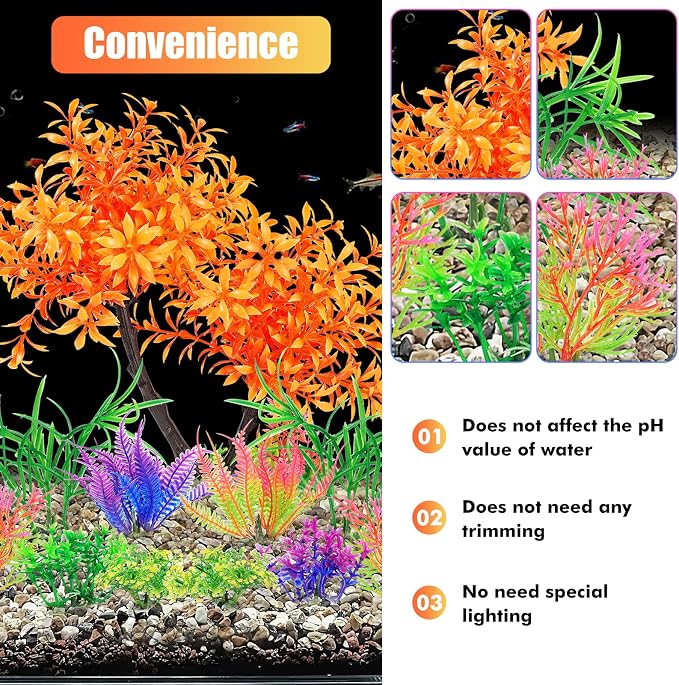 AQUANEAT Artificial Aquarium Plants, Fish Tank Orange Tree Decoration Set, Plastic Accessories, 11pcs