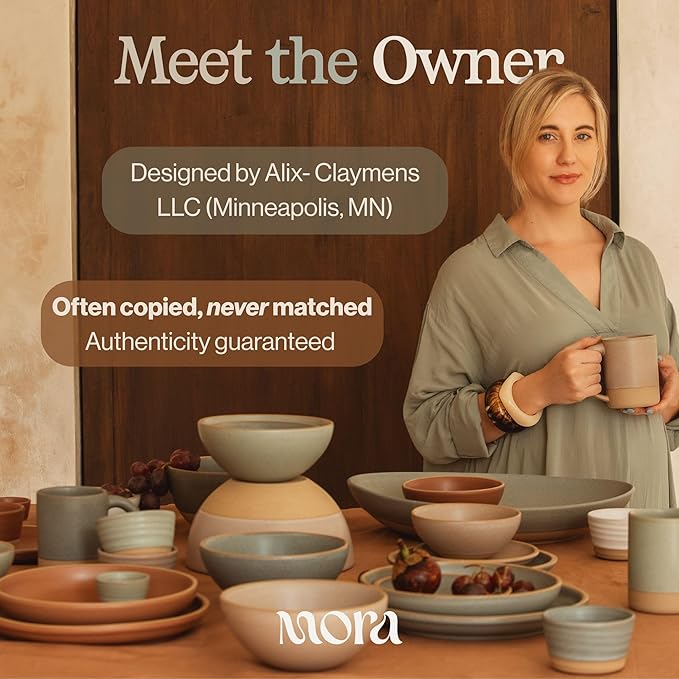 MORA Small Bowls Set of 4, 16oz Ceramic Pottery Dessert Bowls - Microwave, Oven and Dishwasher Safe - Peppercorn