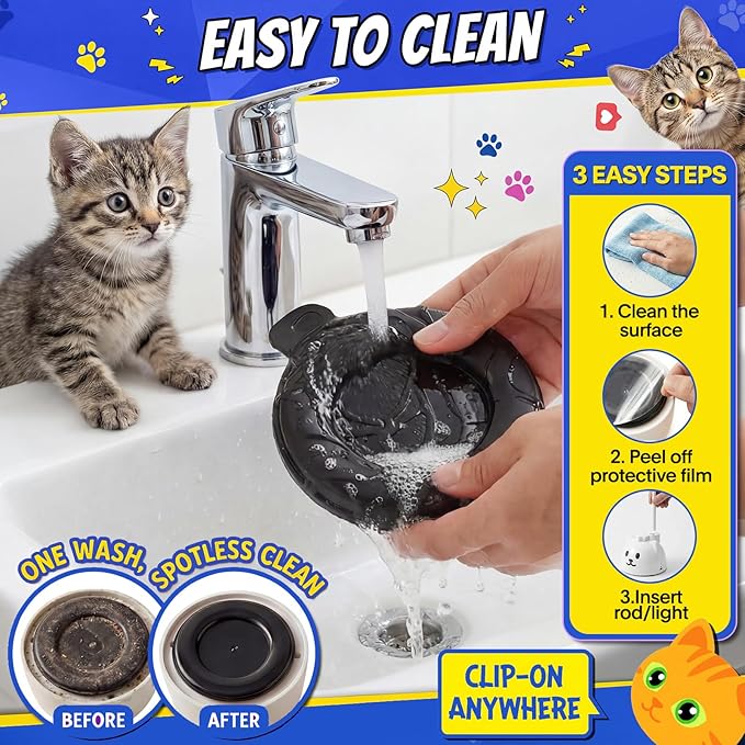 CATPICK Interactive Cat Toys for Indoor Cats - Automatic Flying Bird Feather Toy, USB Rechargeable Electric Cat Teaser with Strong Sticky Base, Smart Motion Self-Play Toy for Bored Cats(Yellow)