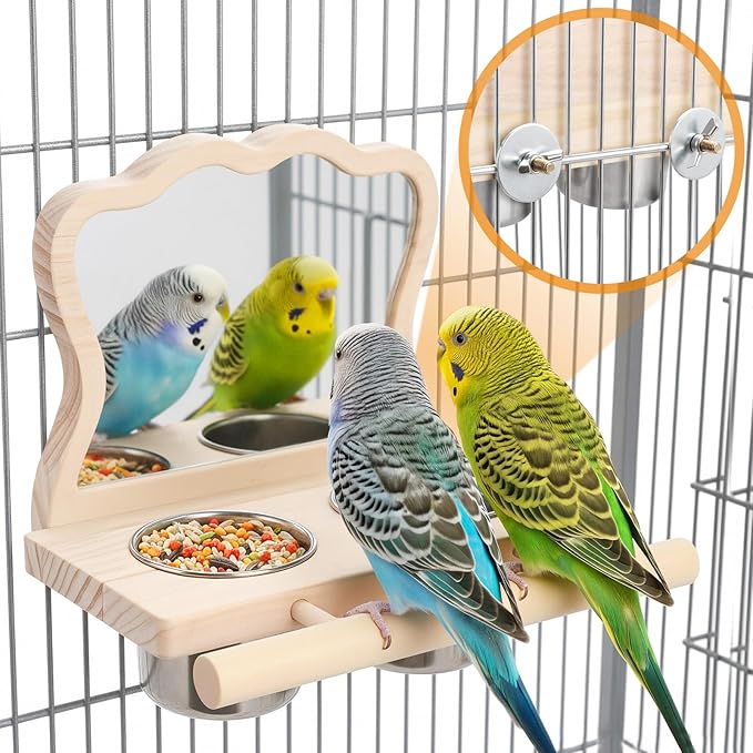Natural Wood Bird Perch, Parrot Cage Accessories, Suitable for Parakeets, Cockatiels, Lovebirds, Tool-Free Adjustable Bird Cage Supplies & Bird Toys