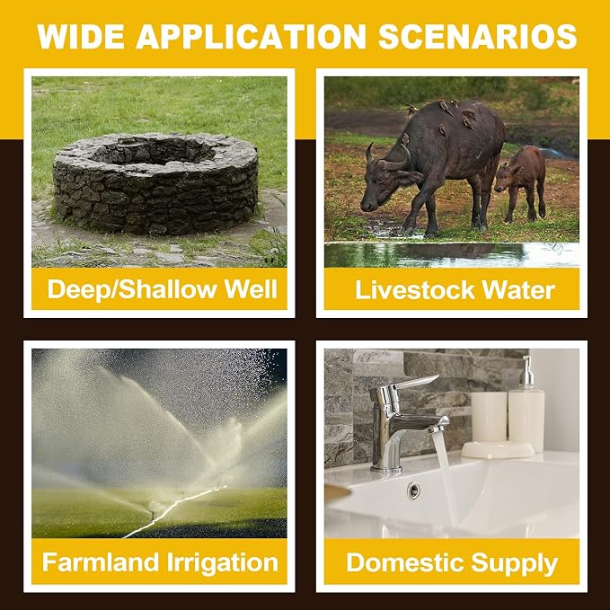 4" Deep Well Submersible Pump with 10FT Cable,1HP,115V/60HZ,34GPM,196FT Head,Stainless Steel Single-Phase Water Well Pump for Cities Farmland Irrigation and Home Use