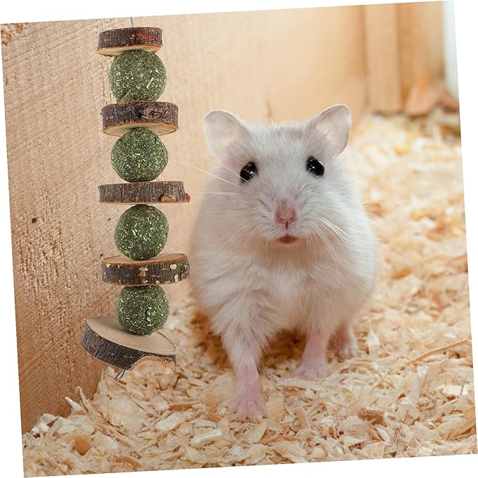 2 Pcs Apple Wood Pet Chewing Sticks Healthy Molar for Hamsters Rabbits Small Furry Animals Interactive Plaything with Natural Grass Components