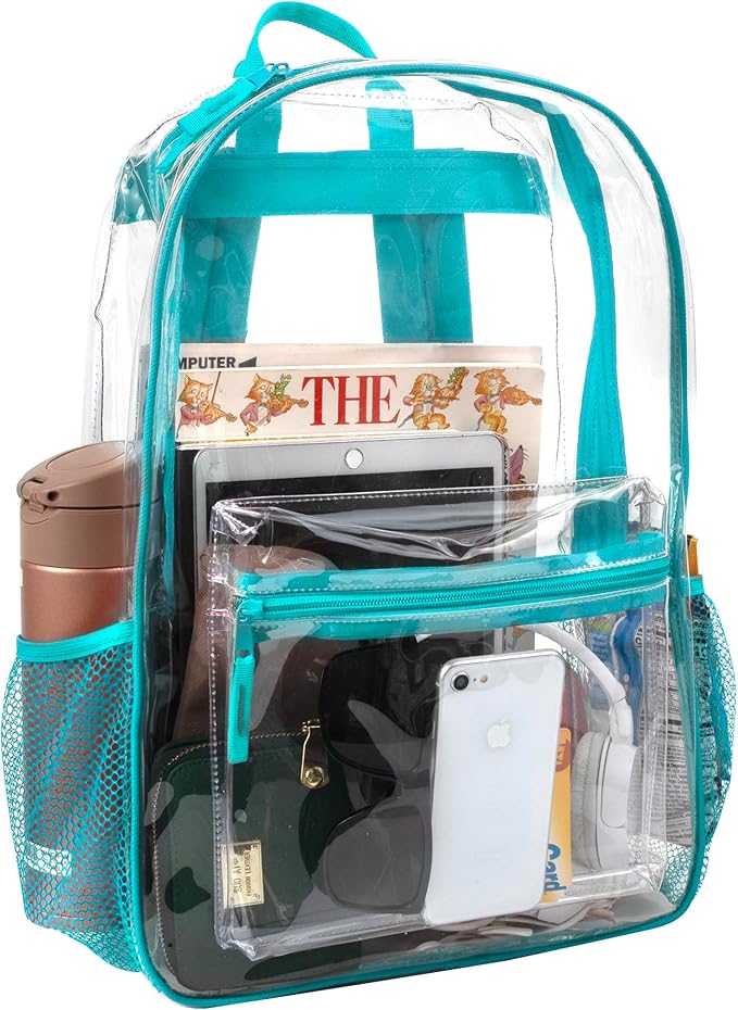 Trail maker Clear Backpack Heavy Duty with Padded Straps, Side Pockets for Kids, Boys, Girls, School, Stadium Approved Events