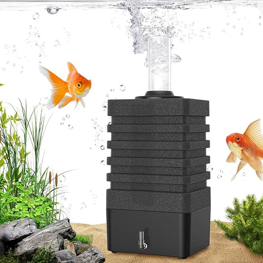 Moonorange Aquarium Bio Sponge Filter, Super-Quiet Submersible Fish Tank Foam Filter with 1 Spare Sponge, Suits Tanks Within 110 Gallon(L)