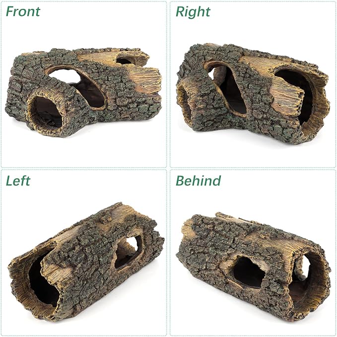 Uniclife Aquarium Large Betta Log Resin Hollow Tree Trunk Decor Artificial Wood Fish House Cave Bark Ornament with Hideout Holes for Shrimp Small Cichlid Lizard and Turtle in 10-70 Gallon Fish Tank