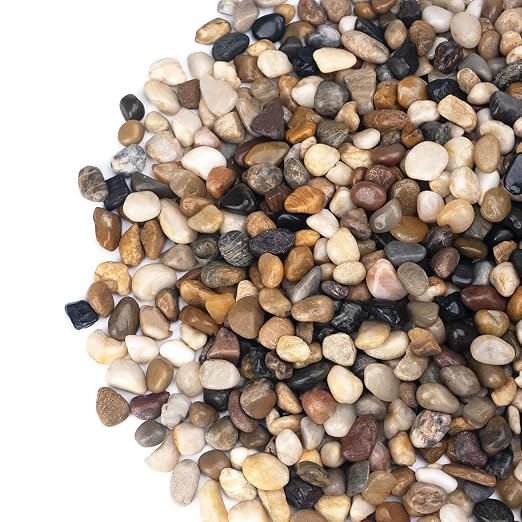 Pulovin 2.5 lbs Pebbles for Indoor Plants, Succulent, Bamboo, Vase, 3/8" Plant Rocks for Pots Indoor, Small River Rocks Decorative Pea Gravel, Highly Polished