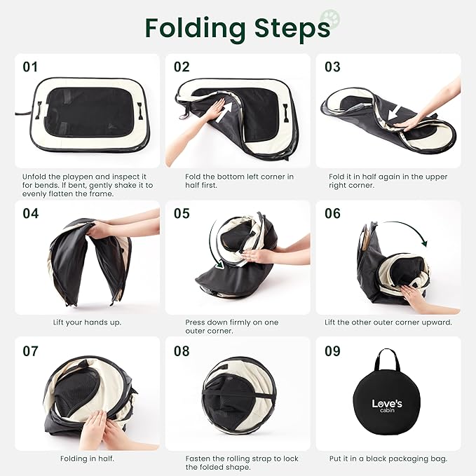 Love's cabin Pet Puppy Dog Playpen, Medium Dog Tent Crates Cage Indoor/Outdoor, Portable Exercise Playpen for Cat, Foldable Pop Up Dog Kennel Playpen with Carring Case (M, Brown)