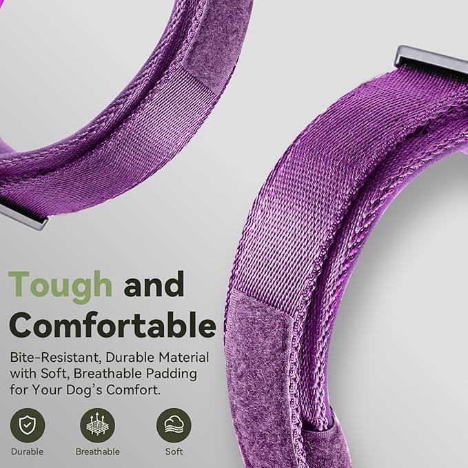 2026 Upgrade Waterproof AirTag Dog Collar, Military Tactical Dog Collar with AirTag Holder, Comfortable Control Handle and Metal Buckle, GPS Dog Collar Holder for Medium to Large Dogs (Purple, M)
