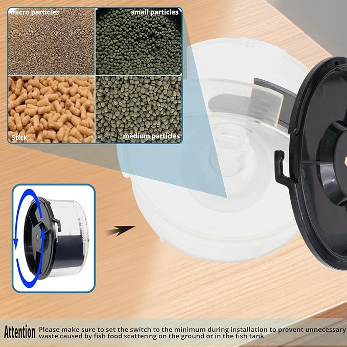 Automatic Fish Feeder for Aquarium, Auto Feeder Aquarium Tank,Up to 30 Feedings A Day,with Food Containers 150 ML Capacity, Fish Feeding Ring, Suitable for Fish Tank, Big Aquariums