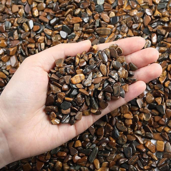 LAIDANLA Tiger Eye Crushed Stone Crystal Chips Bulk Natural Gemstones Healing Reiki Crystals Mini Quartz Vase Filler Aquarium Gravel 100g